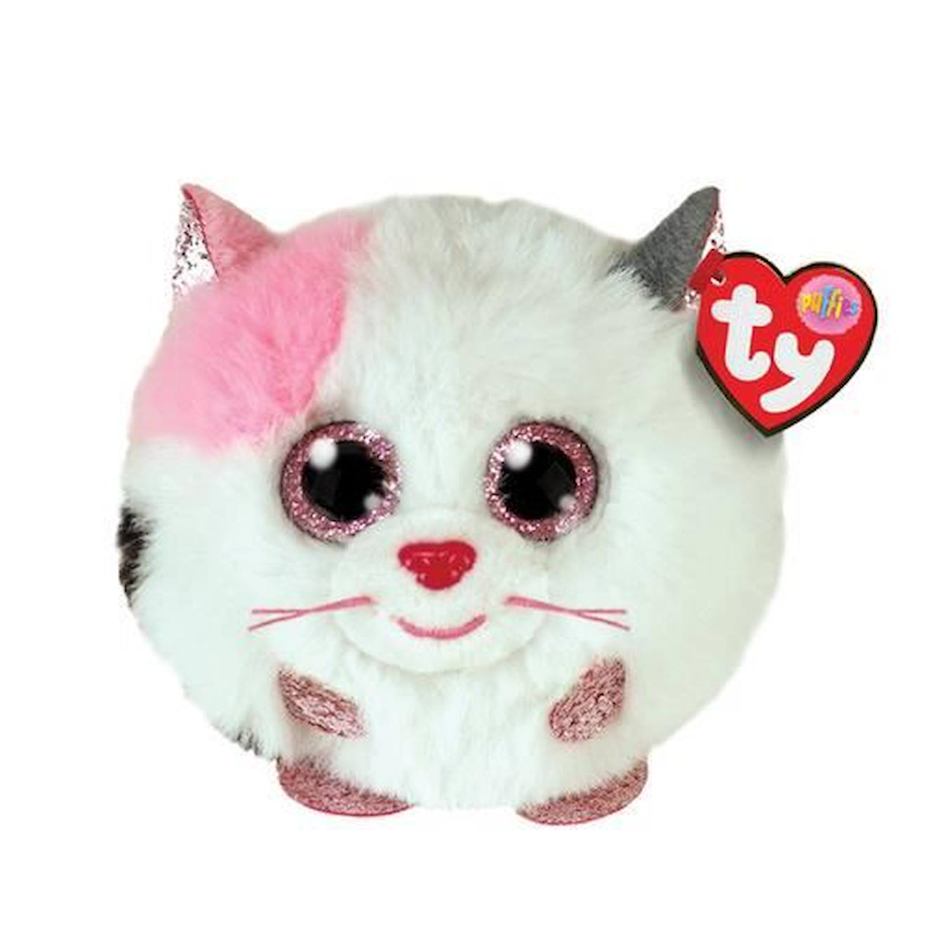Peluche Ty Puffies - Muffin Le Chat - Blanc - Jaune - Mixte Blanc