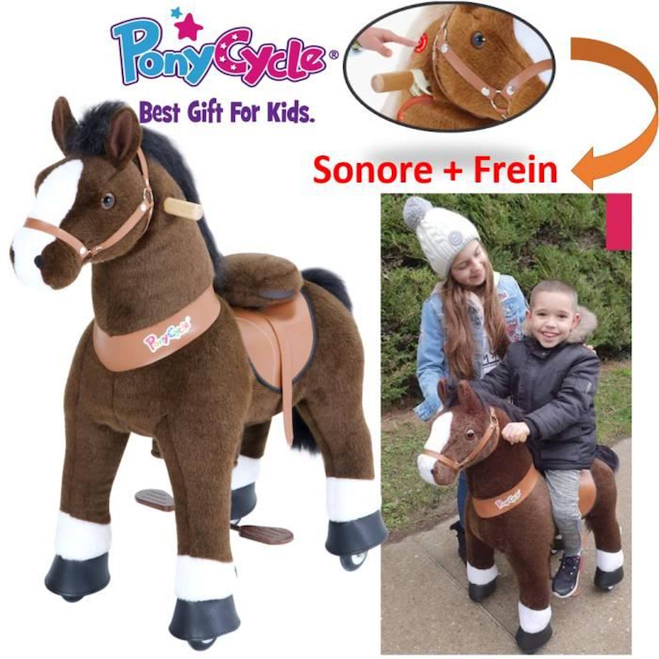 Ponycycle - Poney À Monter Brun Chocolat Avec Sabot Blanc Grand Modèle Marron