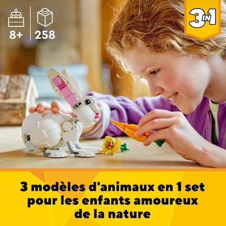 LEGO Creator 3-en-1 31133 Le Lapin Blanc, avec des Figurines Animaux Poissons, Phoques et Perroquets BLANC 6 - vertbaudet enfant 