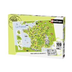 Jouet-Jeux éducatifs-Puzzles-Puzzle enfant 100 pièces - Carte de France - Nathan - Trieur 3 compartiments - Dès 6 ans