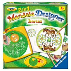 -Ravensburger - Mandala Designer 2 en 1 - Horses - Loisirs créatifs pour enfants dès 6 ans