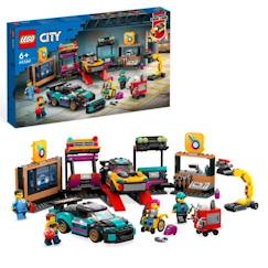 Jouet-Jeux d'imagination-Jeux de construction-LEGO® City 60389 Le Garage de Customisation, Jouet de Voitures, Atelier et Minifigurines