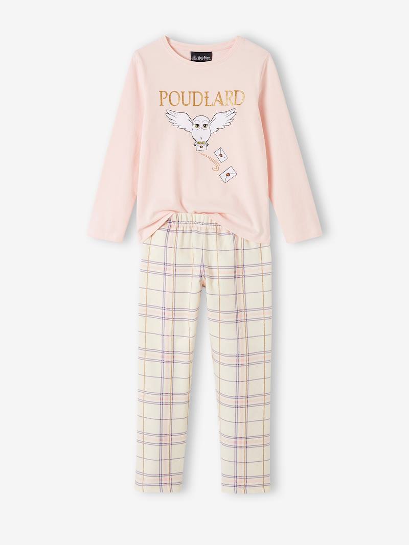 Pyjama Harry Potter Hogwarts Fille - 100% Coton - Imprimé Choixpeau Et Maisons - Taille Élastiquée