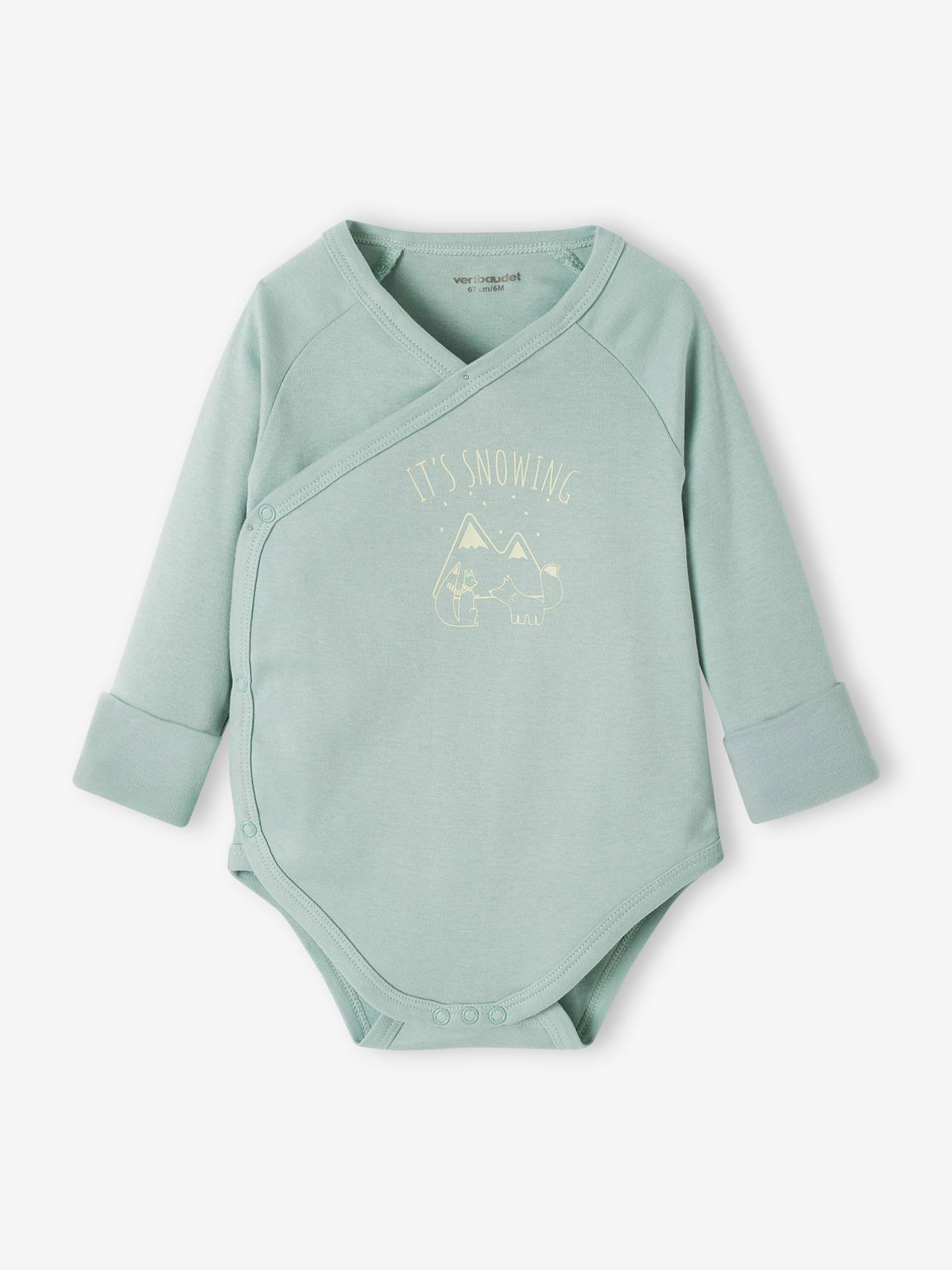 Lot de 5 bodies bébé évolutif ouverture naissance bleu grisé (Vertbaudet) - Image 1