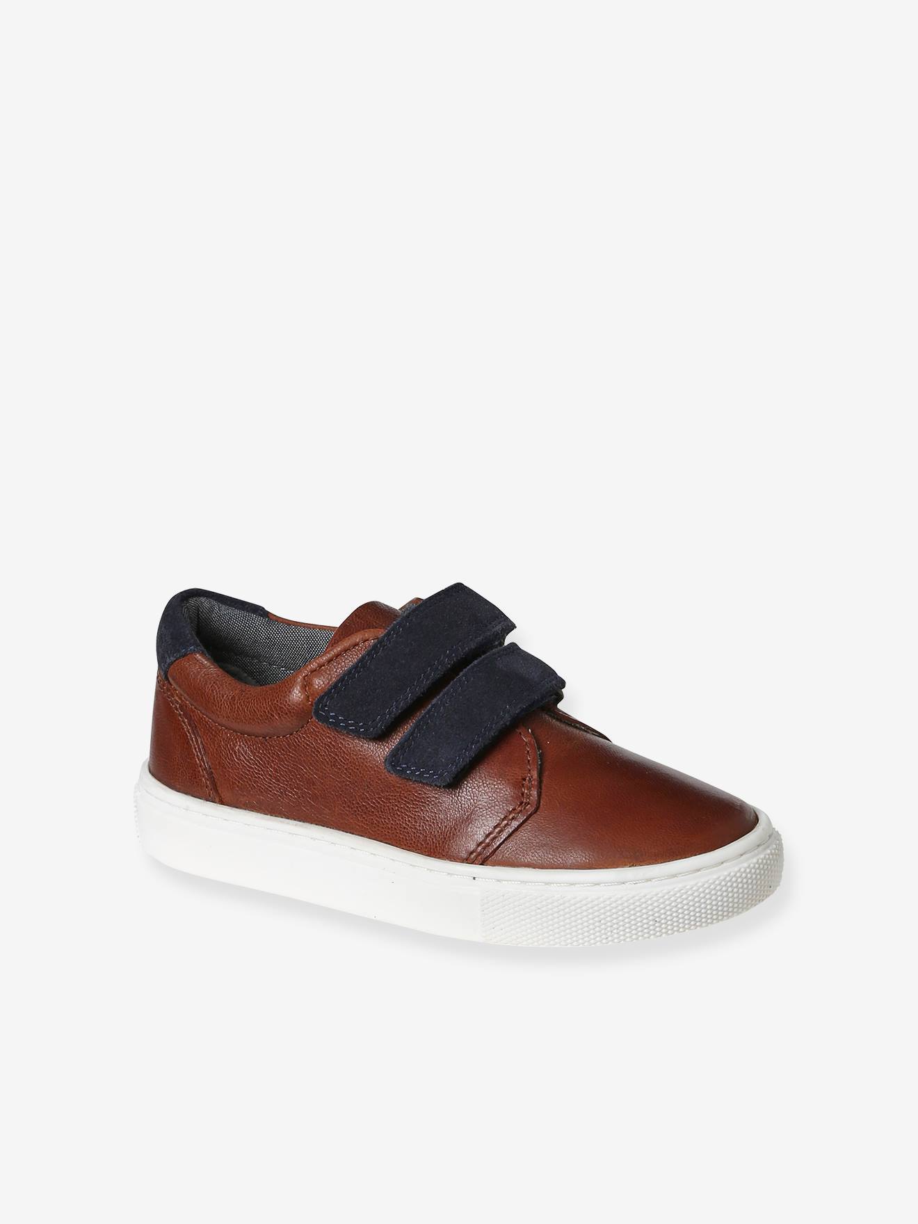 Baskets derbies scratchées cuir enfant marron