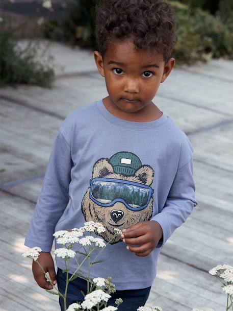 T-shirt animation fantaisie garçon en coton recyclé anthracite+bleu grisé+noix de pécan 10 - vertbaudet enfant 