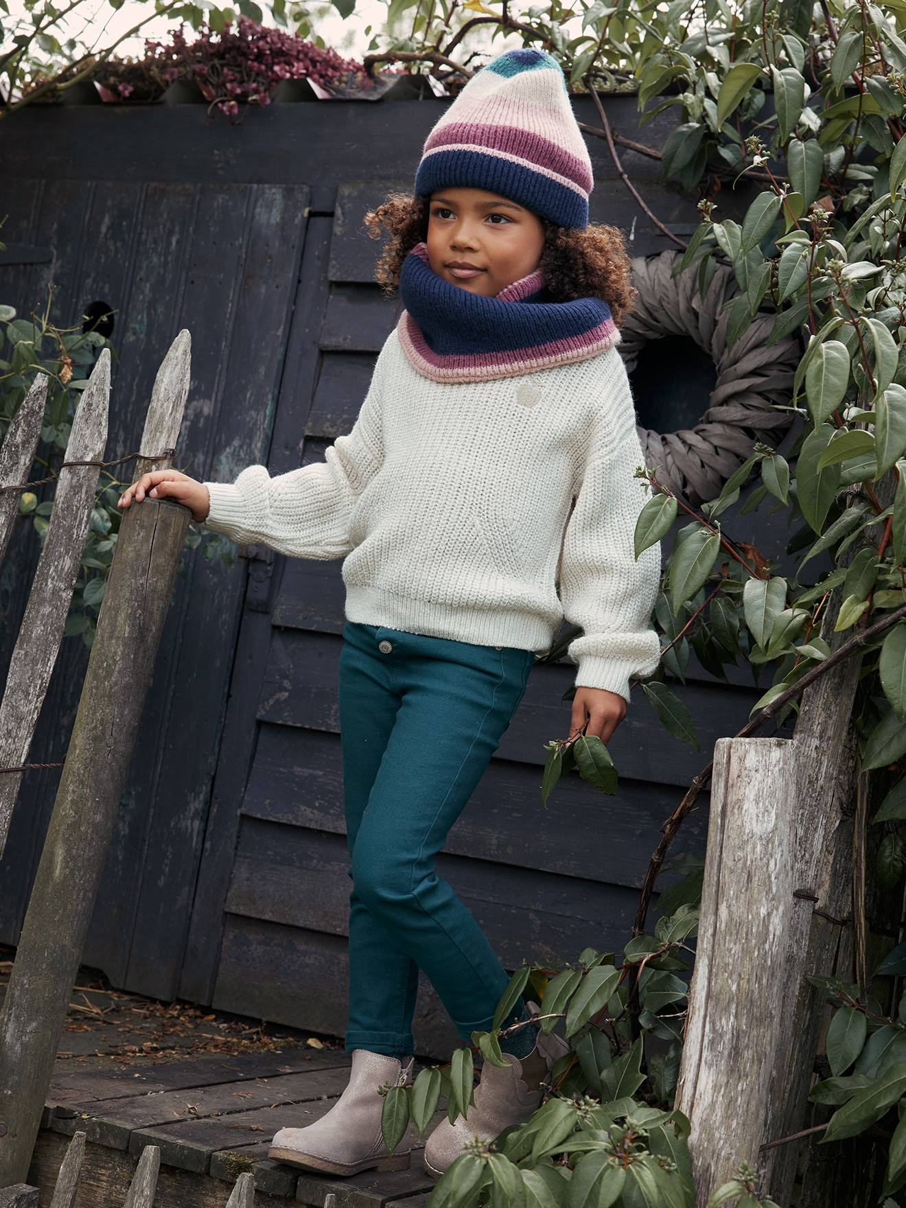 Pantalon fille mom MorphologiK fin vert sapin