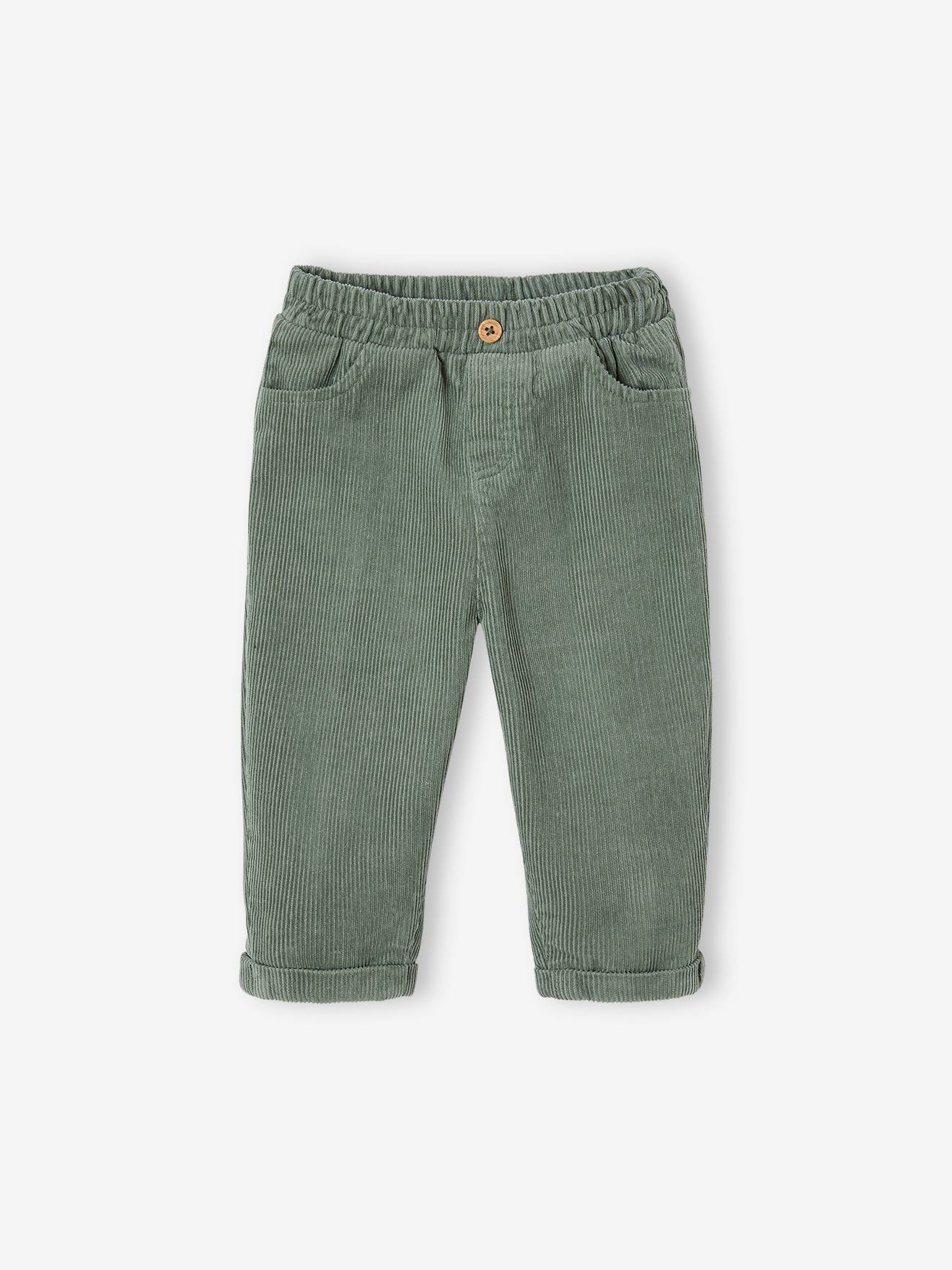 Pantalon bébé en velours côtelé lichen