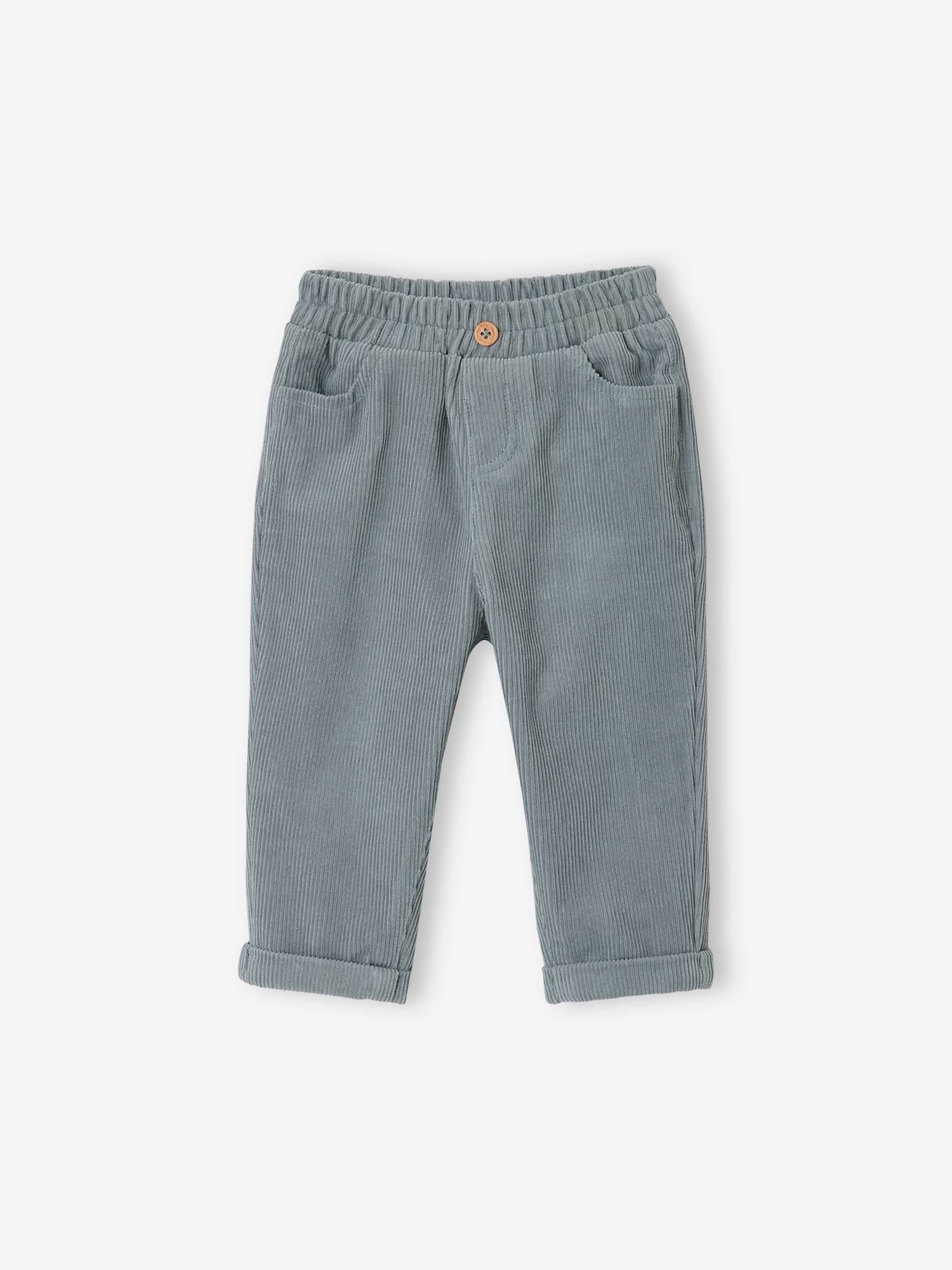 Pantalon bébé en velours côtelé bleu grisé