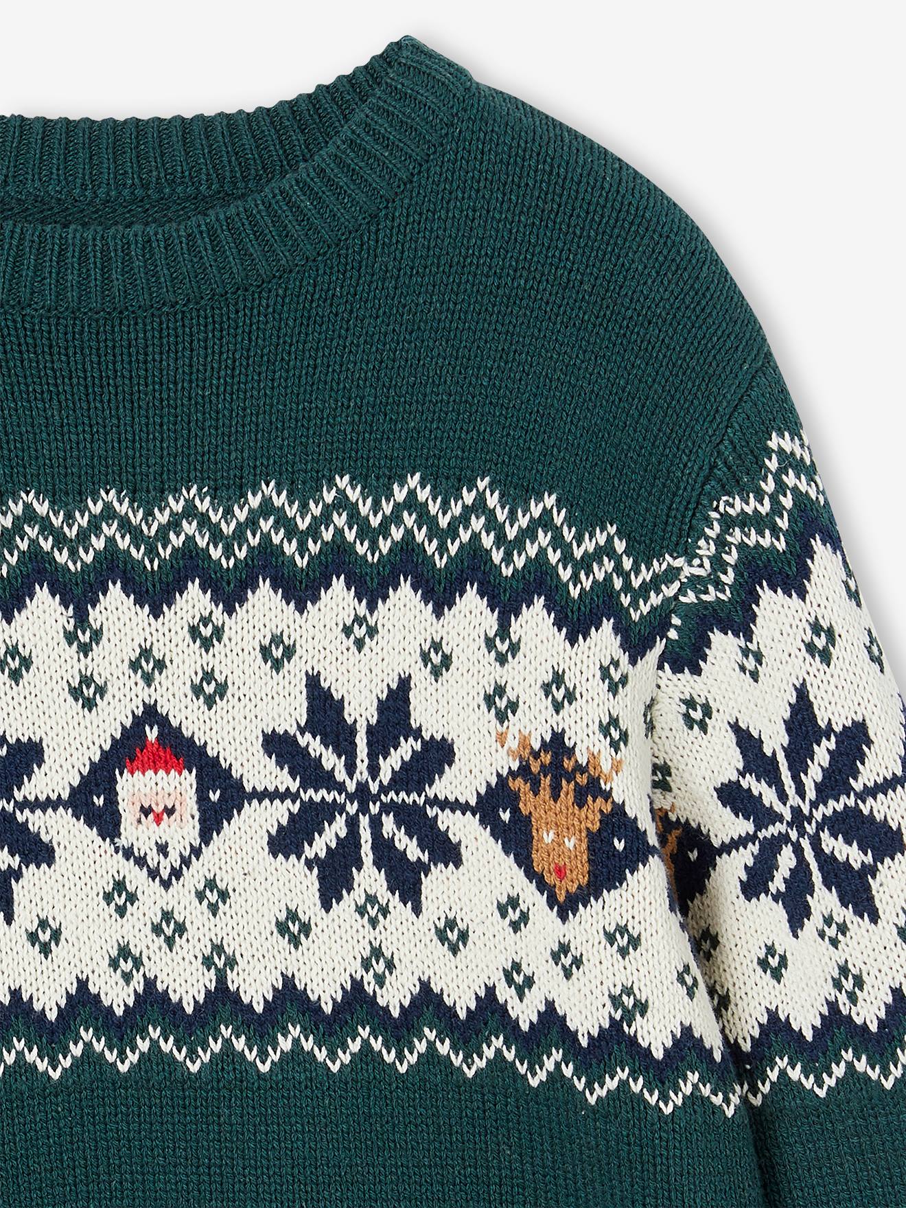 Pull Jacquard Garçon VERTBAUDET - Maille Douce, Manches Longues, Col Rond, Motif Hivernal
