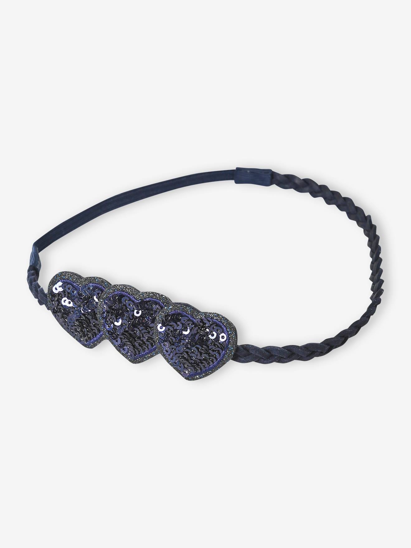 Headband cœurs à sequins fille marine