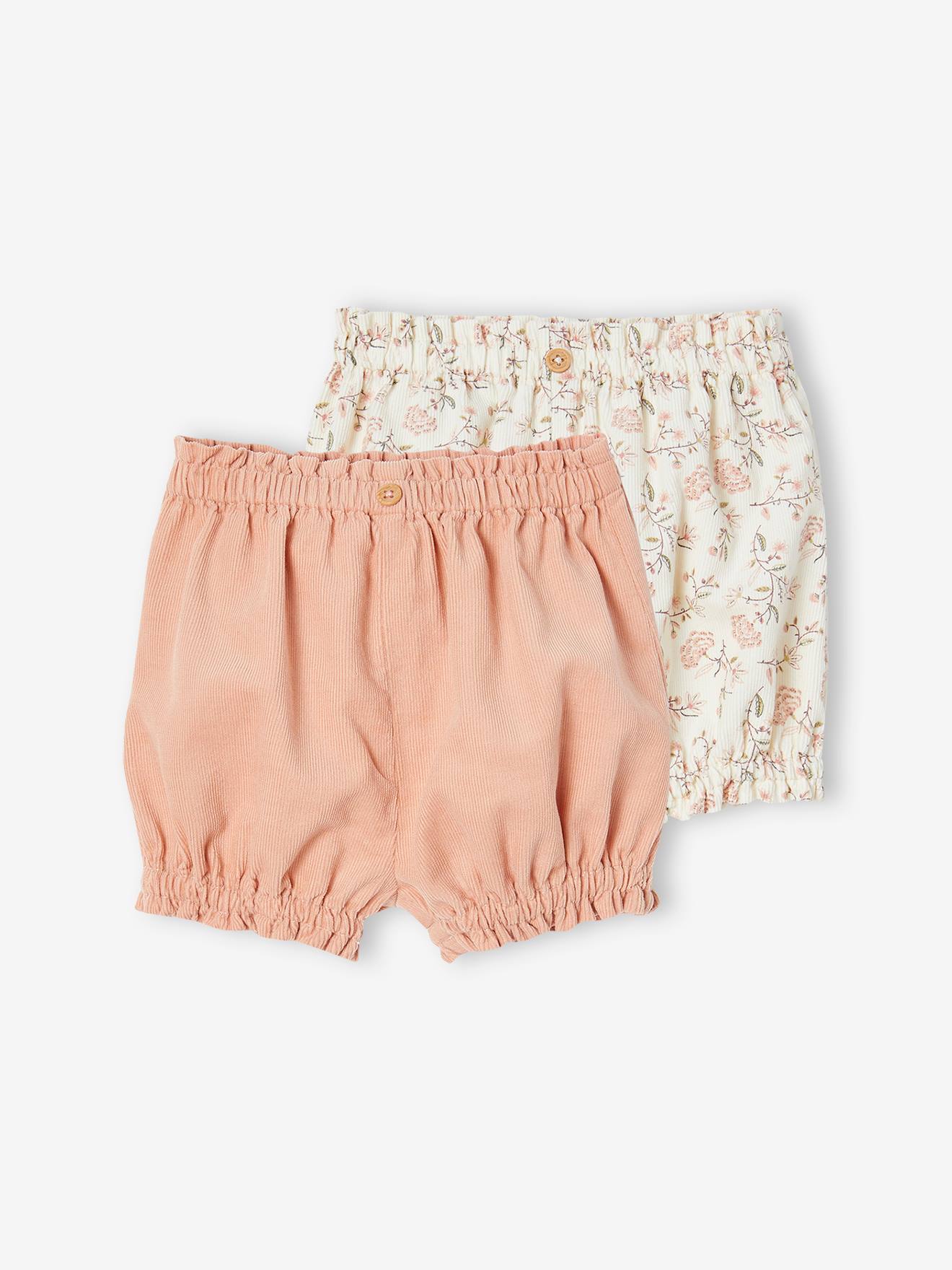 Lot de 2 bloomers bébé en velours vieux rose