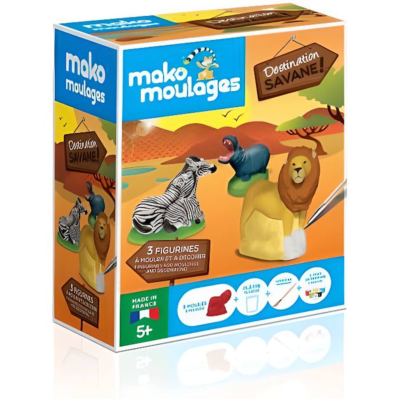 Mako Moulages - Destination Savane 3 Moules Kit Créatif Blanc
