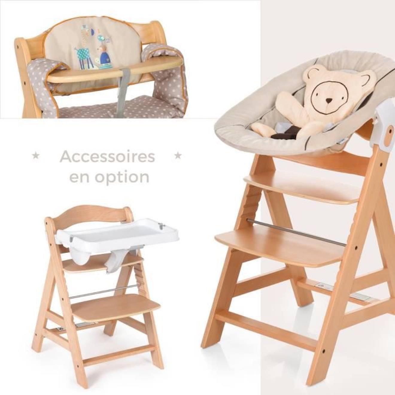HAUCK Chaise Haute en Bois pour bébé Évolutive Alpha + / grey