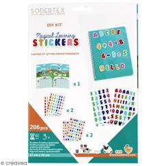 Sodertex - Pack de 206 Stickers Repositionnables Chiffres et Lettres - 17x22cm - Assortiment de Couleurs  - vertbaudet enfant