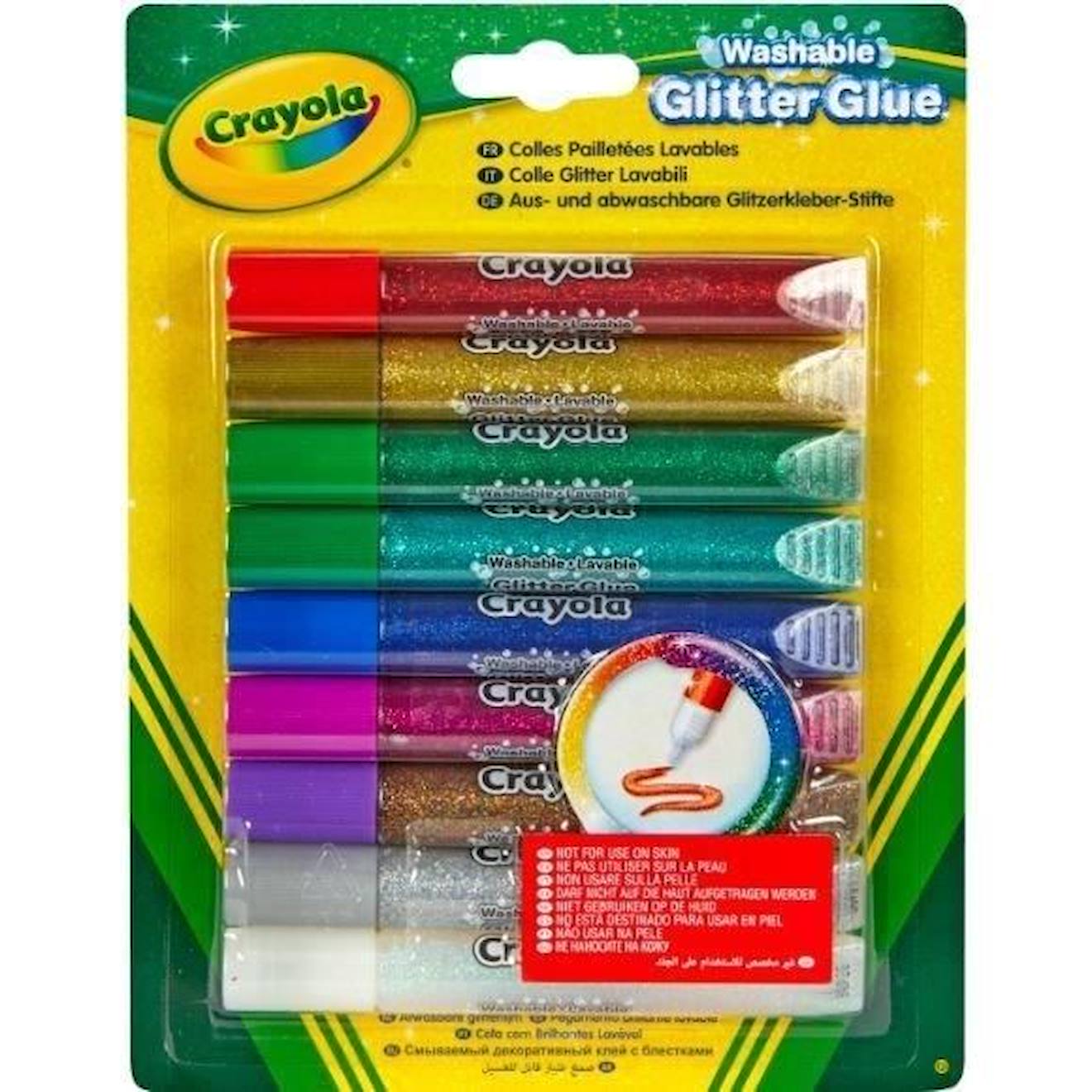 Crayola - 9 Colles Pailletées Lavables Vert