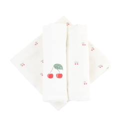 Puériculture-Toilette de bébé-Lot de 3 langes en coton bio* Cerise