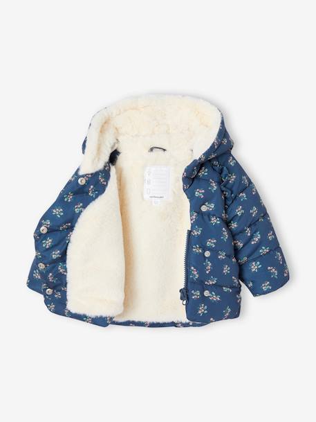 Doudoune doublée bébé asymétrique bleu ardoise+rose poudré 2 - vertbaudet enfant 