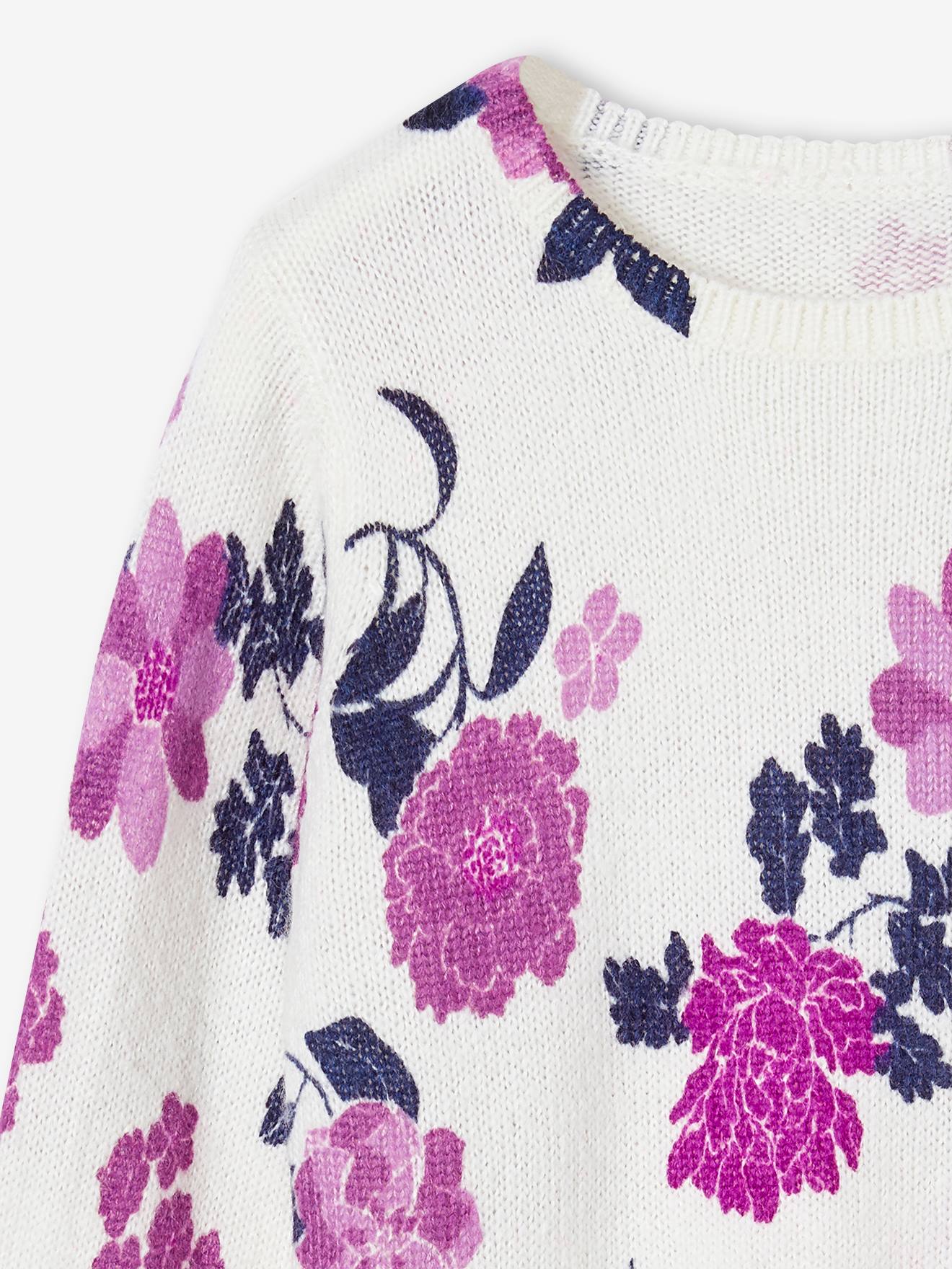 BlueY Pull Fille | Coton Pull Chaud Fille | Fleur Pull Enfant Fille | Bleu 18-24 Mois