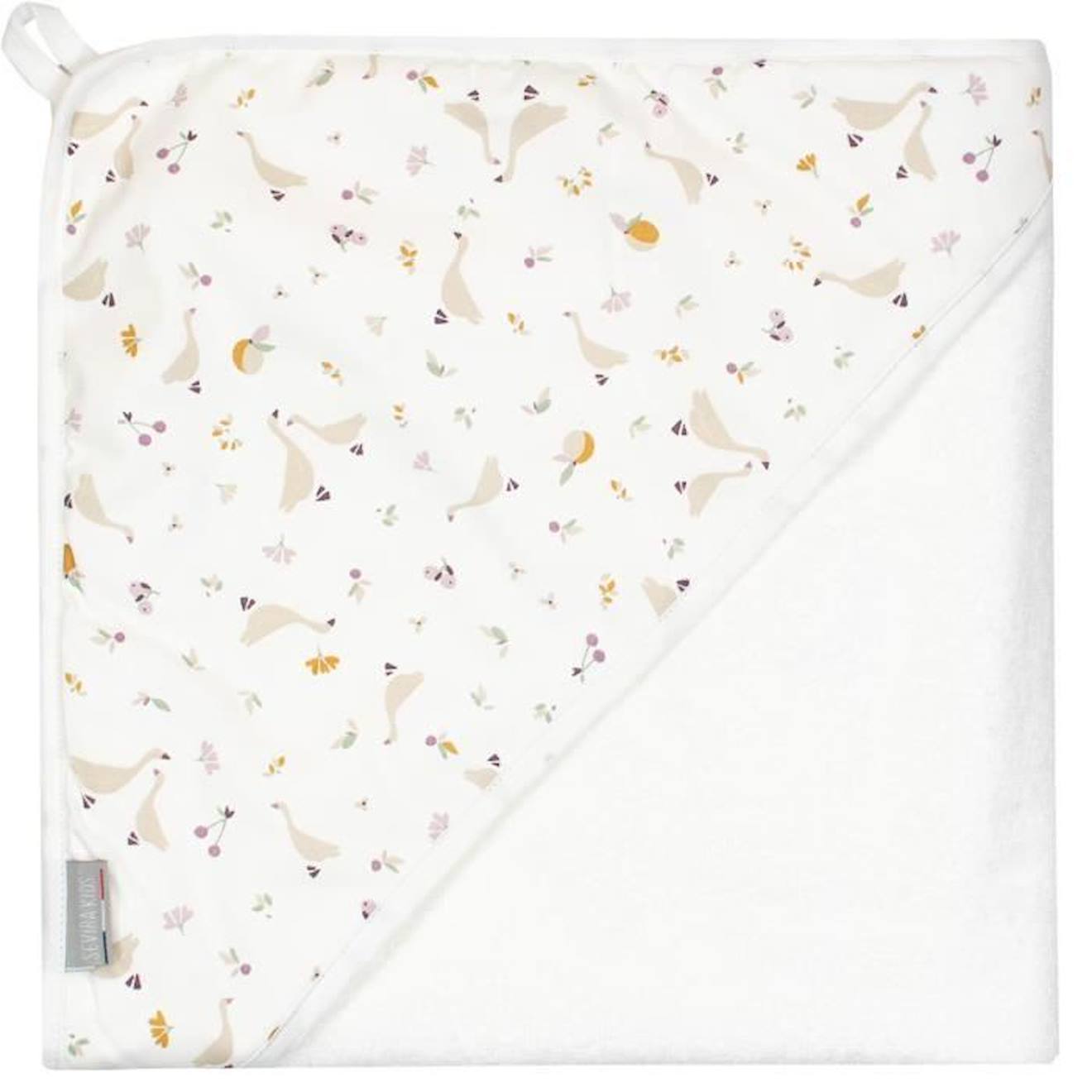Cape de bain en coton et bambou pour bébé - Sevira Kids - Collection Sidonia - Blanc - 100x100 cm