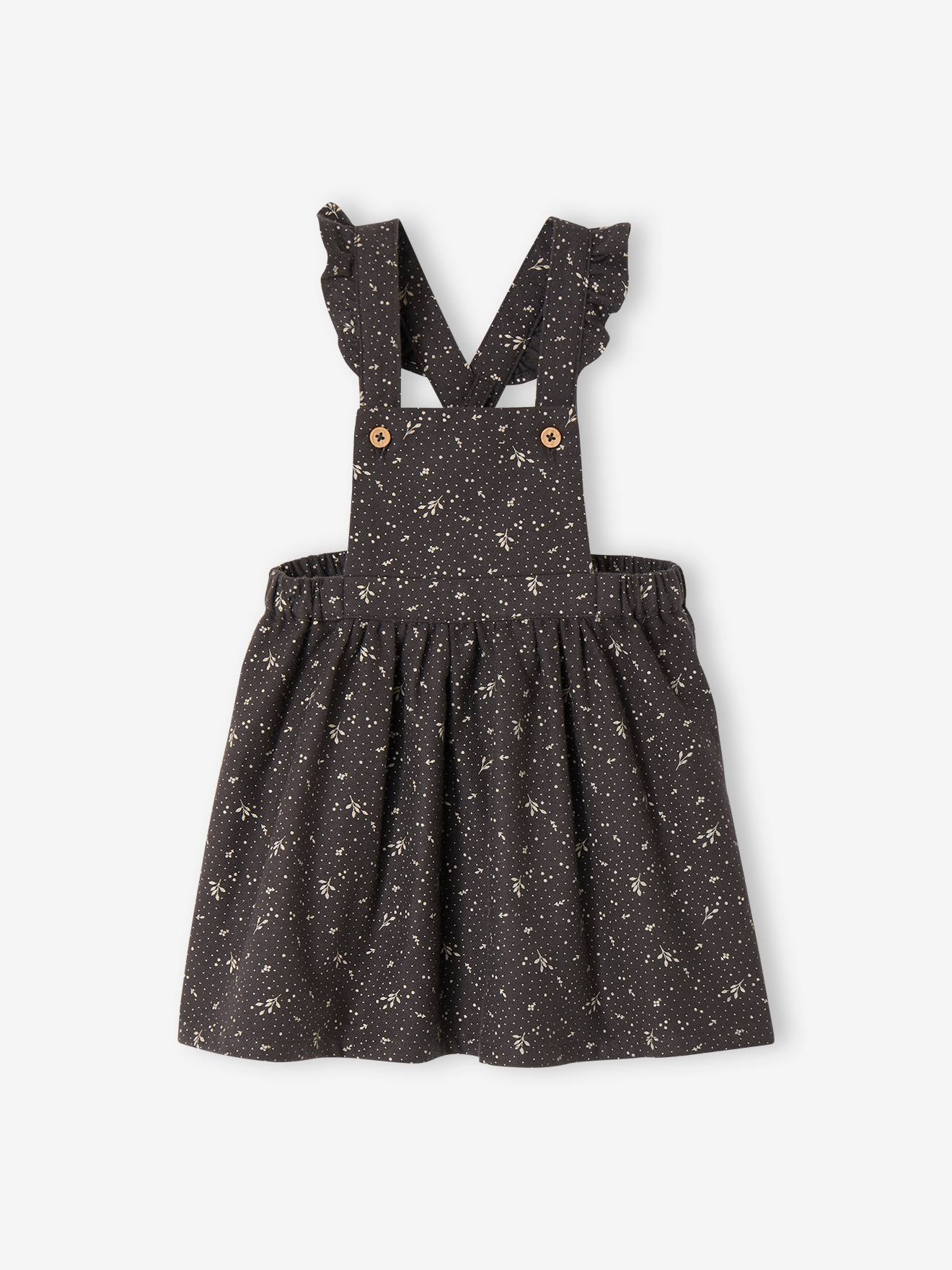 Robe-salopette en coton gratté bébé anthracite