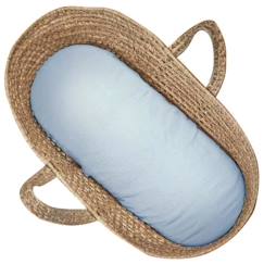 Linge de maison et décoration-Linge de lit enfant-Drap housse couffin ovale en gaze de coton - SEVIRA KIDS - Jeanne Bleu - 100% Made in France - Taille 30x70cm