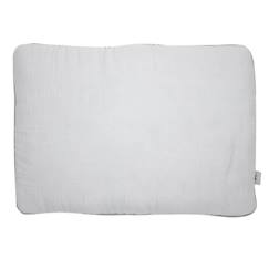 Chambre et rangement-Literie-Oreiller-Oreiller plat en gaze de coton - SEVIRA KIDS - Jeanne - Gris clair - 60 x 40 cm - Prêt à dormir