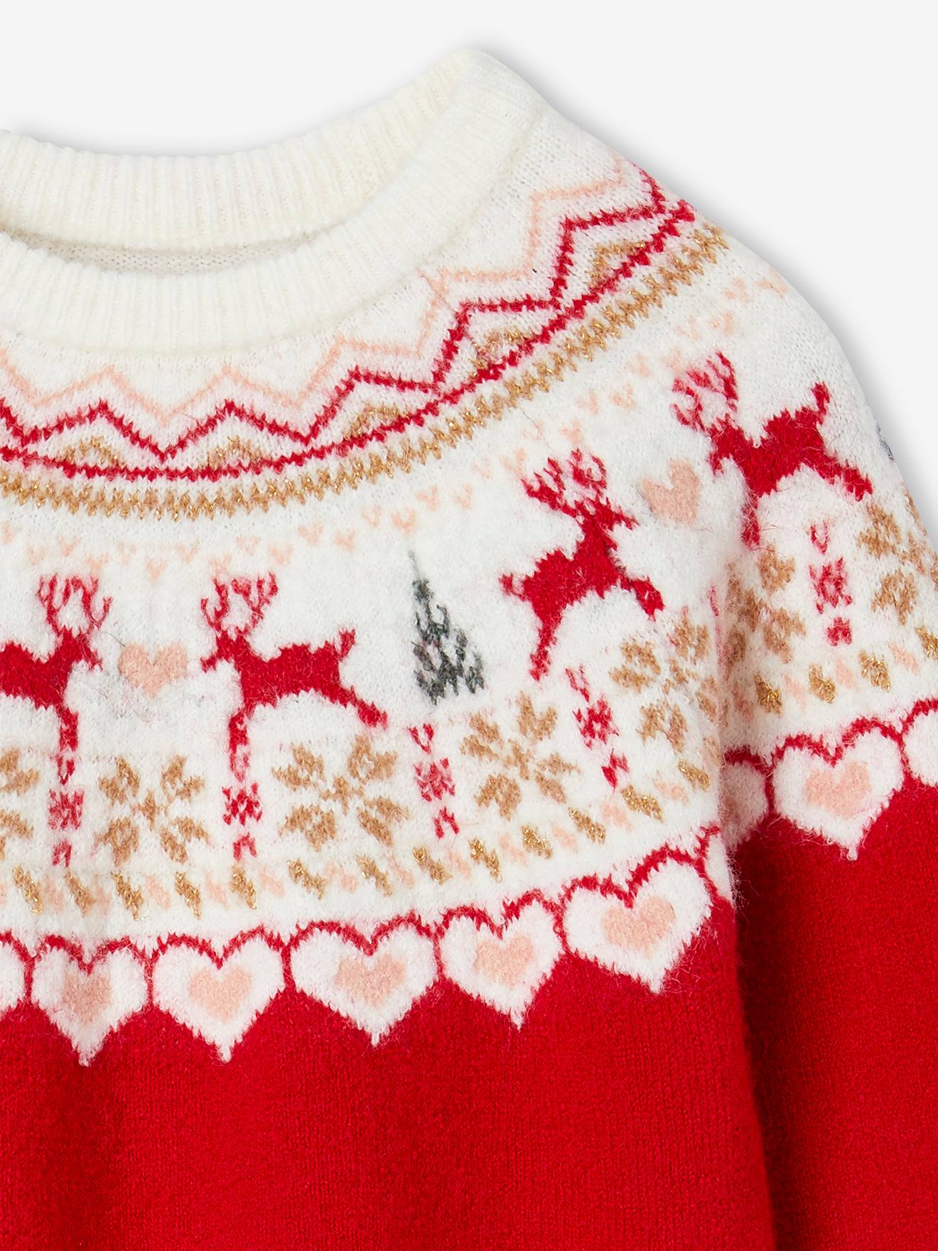 VERTBAUDET Pull Fille Jacquard Détails Brillants - Tricot Doux Et Chic Pour L'Hiver