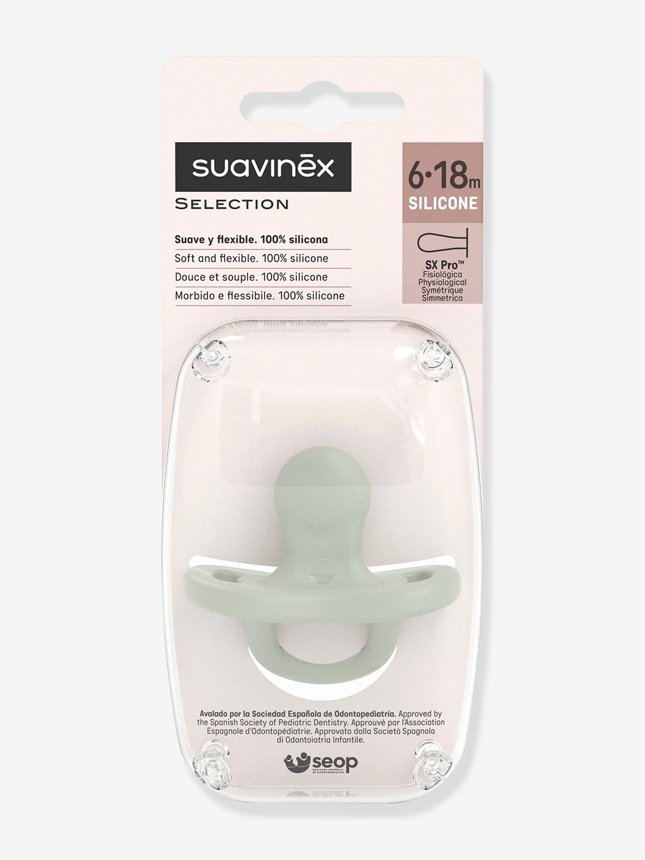 Sucette avec tétine symétrique SX Pro Colour Essence vert (Suavinex) - Image 1