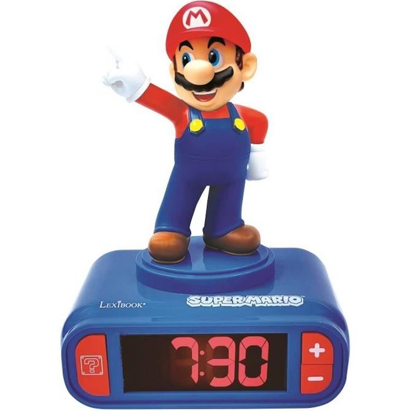Super Mario - Réveil Digital Avec Veilleuse Lumineuse En 3d Et Effets Sonores - Lexibook Bleu