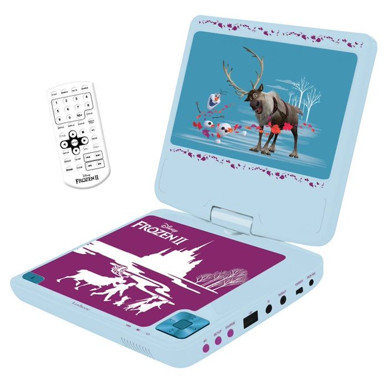 Lecteur DVD portable avec écran rotatif 7et port USB, écouteurs Reine des  Neiges bleu - Lexibook