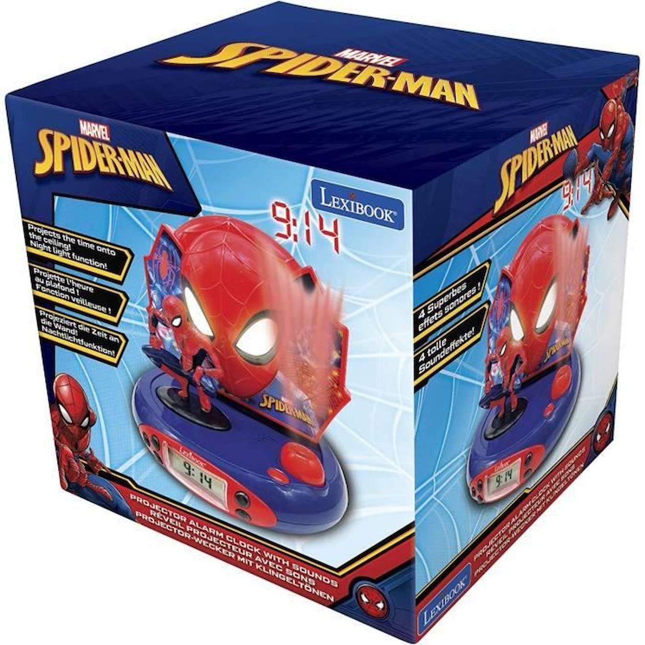 Réveil numérique carré marvel spiderman - bleu - 8x8x8cm - Conforama