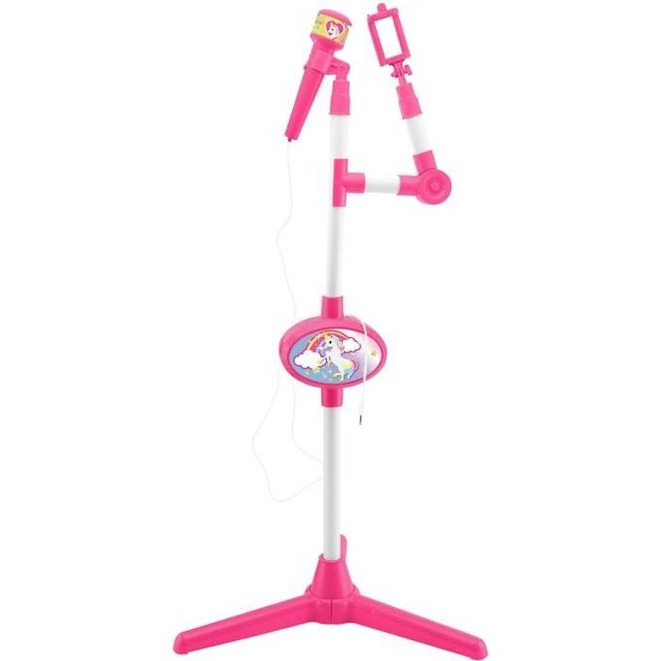 Microphone Licorne Avec Pied Lumineux Et Haut-parleur - Lexibook - Enfant - Pile - Rose Rose
