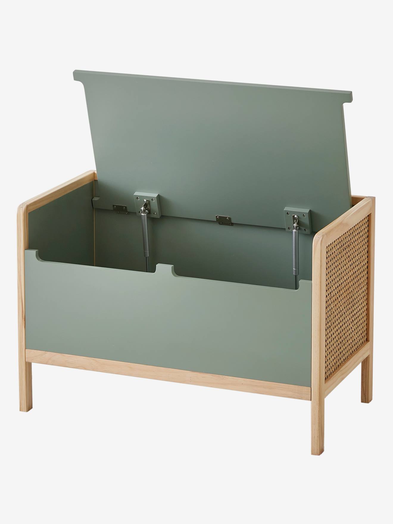 Coffre de rangement / banc cannage LIGNE POÉSIE vert (Vertbaudet) - Image 1