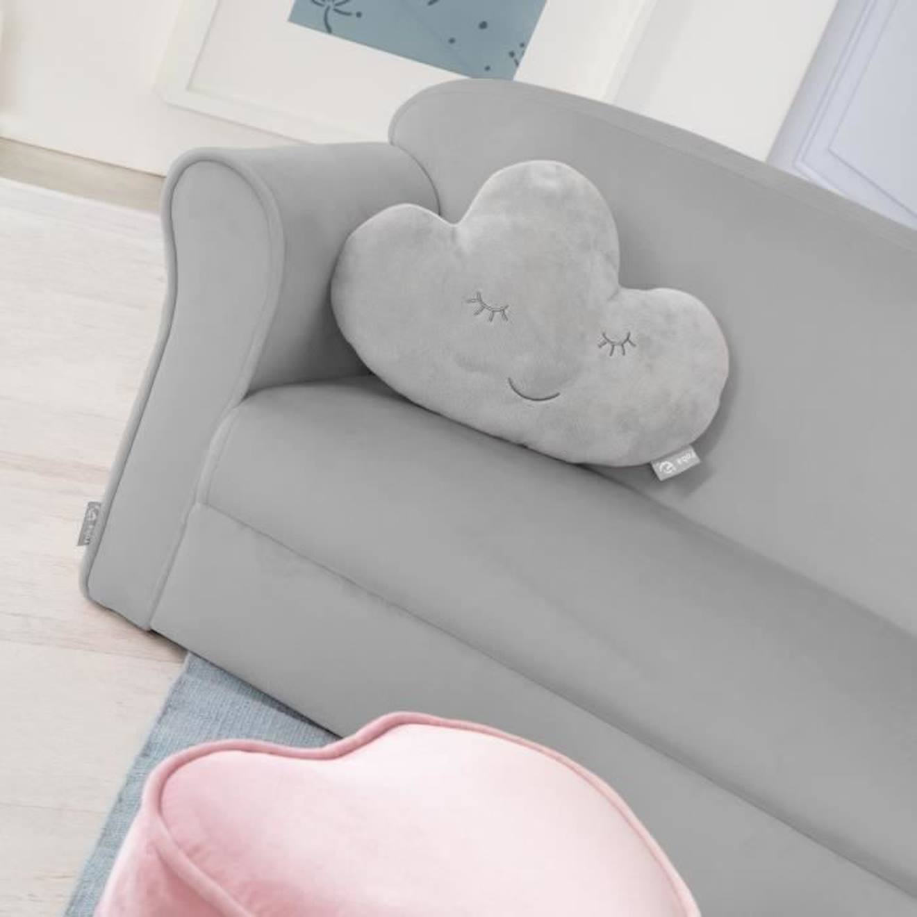 ROBA Mini Canapé Enfant en Velours Lil Sofa - Dossier Confortable avec  Accoudoirs - Gris gris - Roba