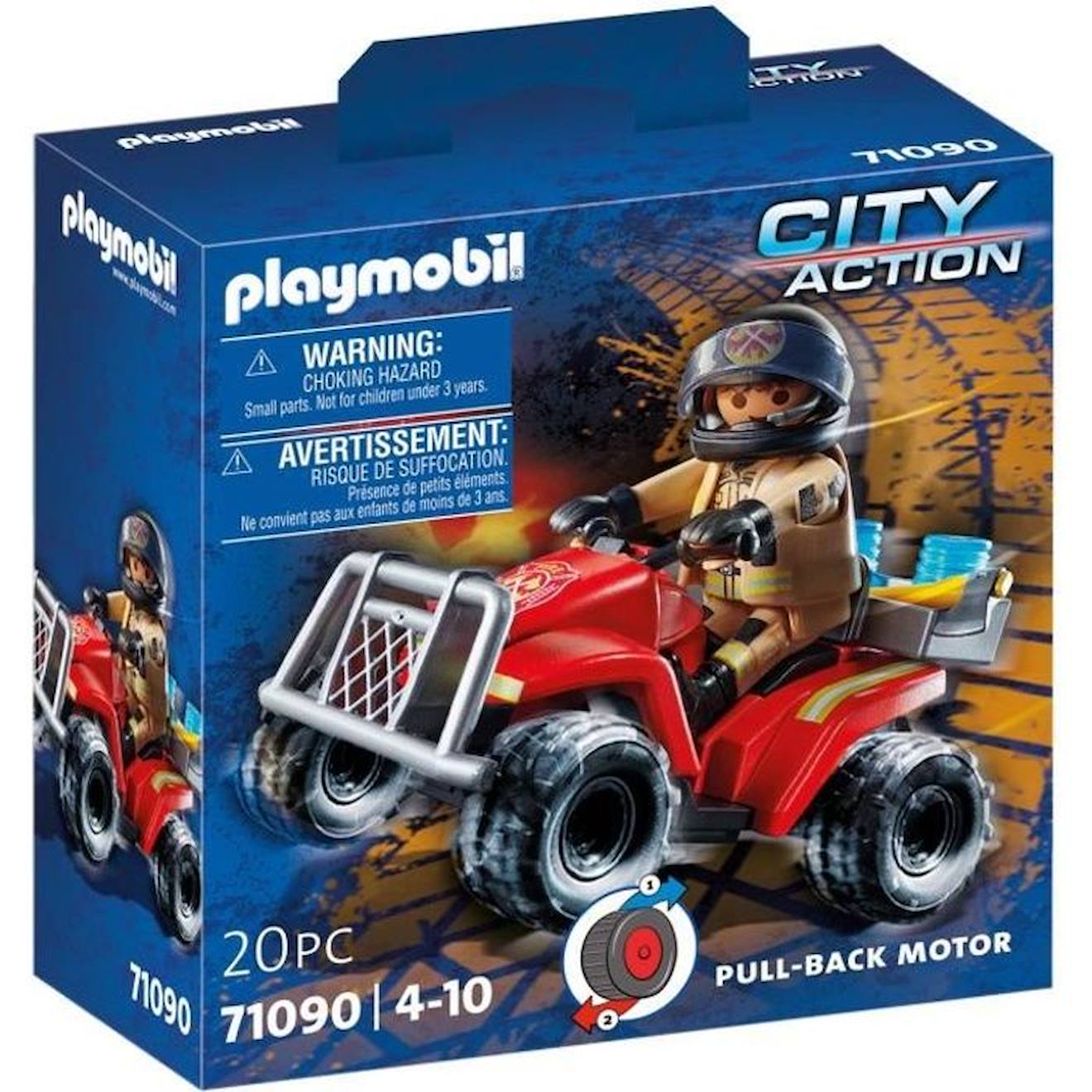 Playmobil - 71090 - Pompier Et Quad - Enfant 4 Ans - Playmobil City Action - Plastique - Bleu Rouge