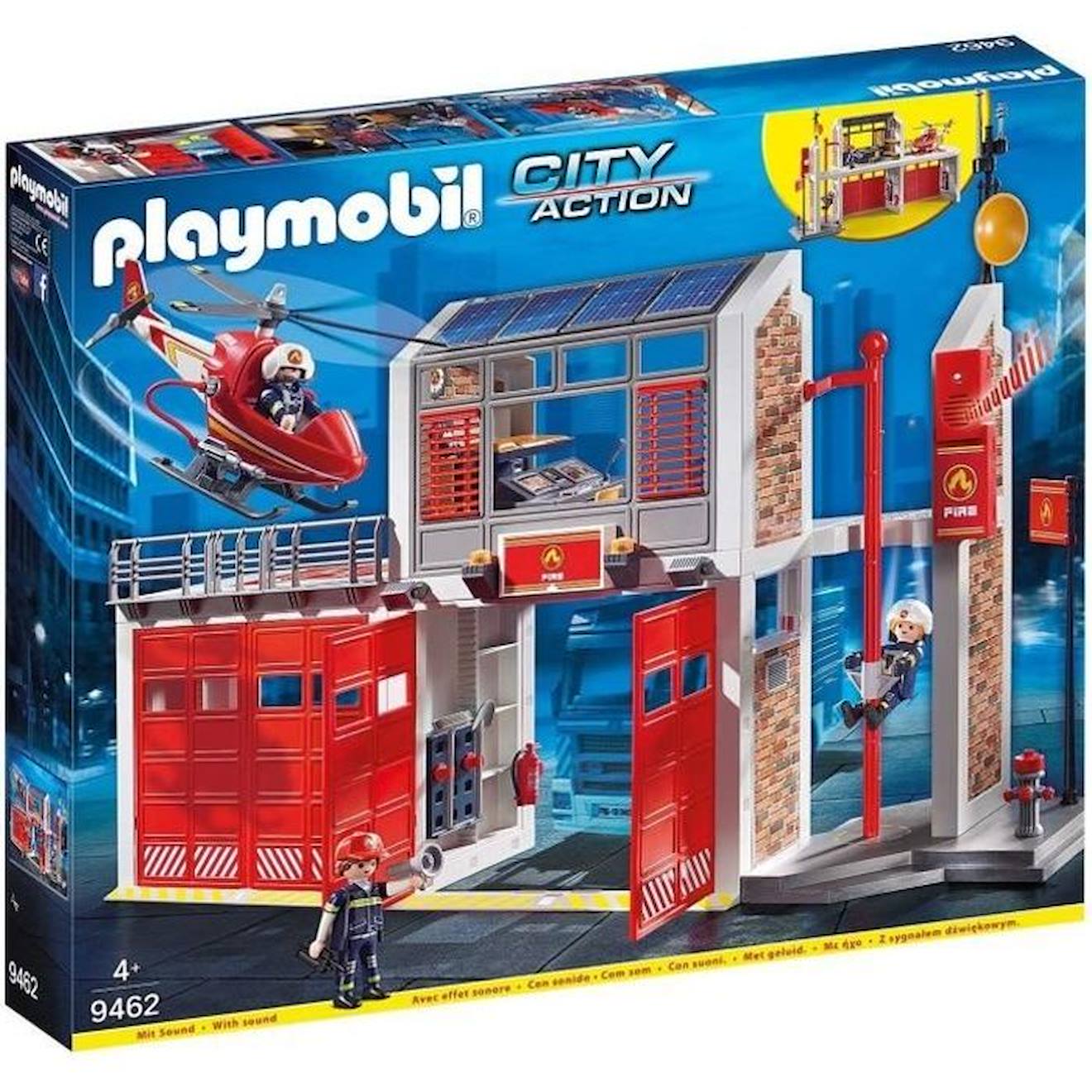 Playmobil - 9462 - City Action - Caserne De Pompiers Avec Hélicoptère Jaune