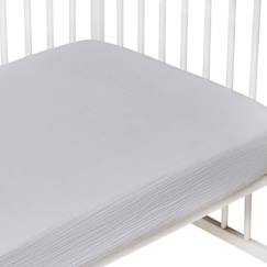 Linge de maison et décoration-Linge de lit bébé-Drap housse uni en gaze de coton Gris 90x190