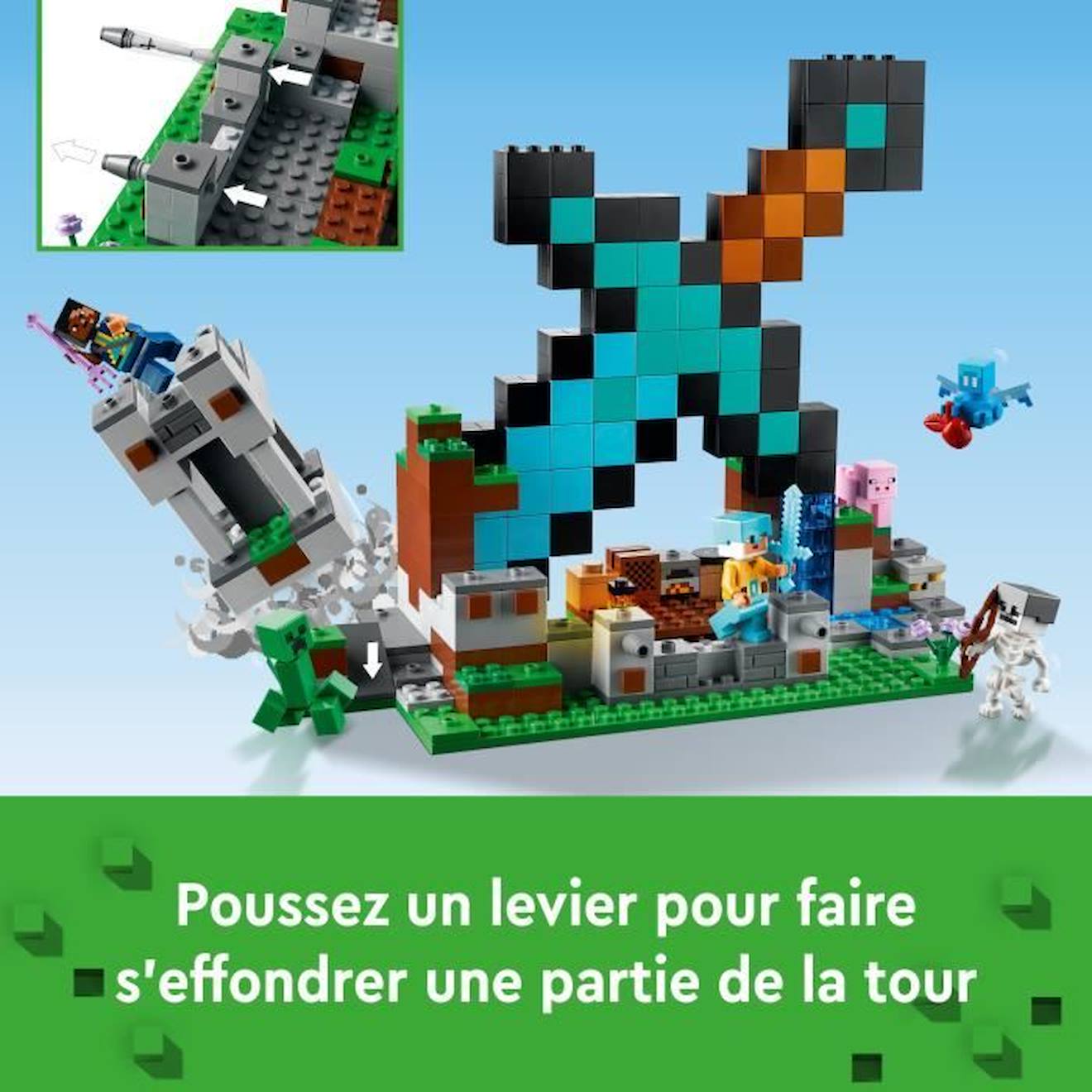 Lego Minecraft 21244 Le poste extérieur de l'épée 21189 Le donjon du  squelette et 30432 Sac en plastique pour tortues : : Jeux et Jouets