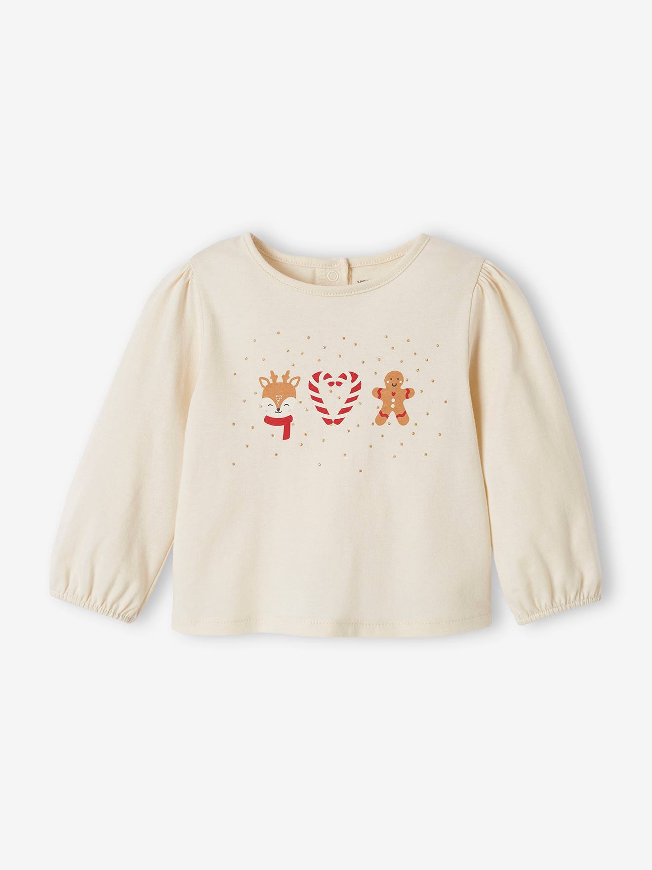 T-shirt de Noël bébé manches longues écru