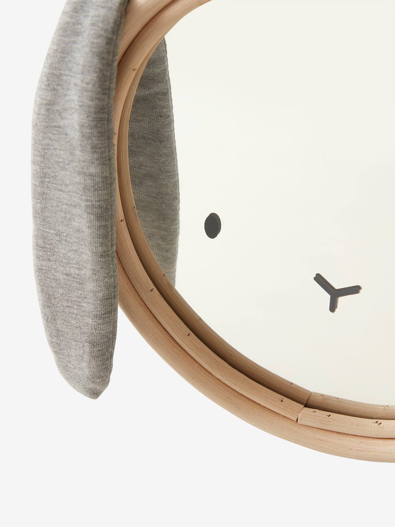 Miroir Lapin tissu et rotin gris chiné (Vertbaudet) - Image 2