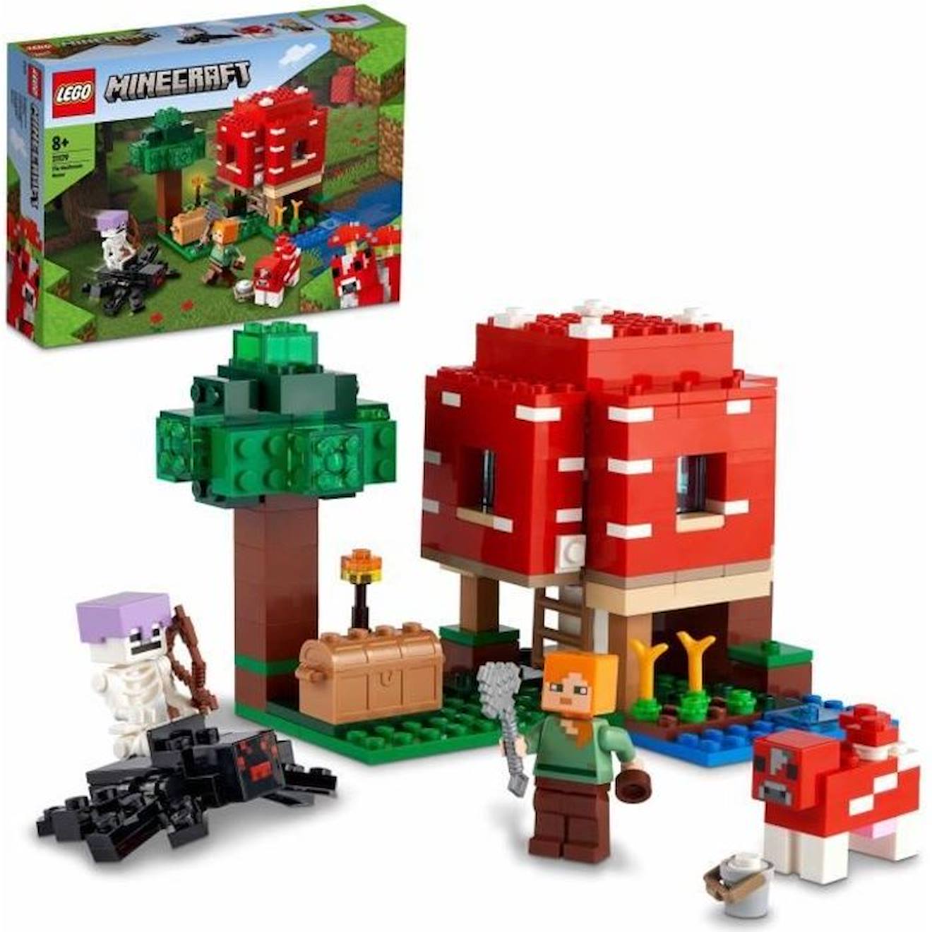 Lego® 21179 Minecraft La Maison Champignon, Set Jouet De Construction Pour Enfants Dès 8 Ans, Idée D