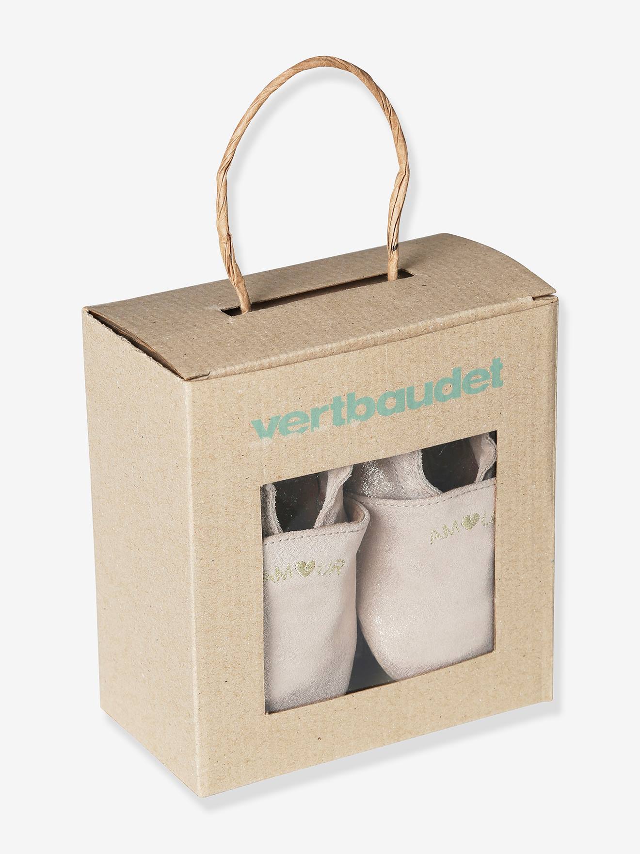 Chaussons bébé cuir souple or (Vertbaudet) - Image 1