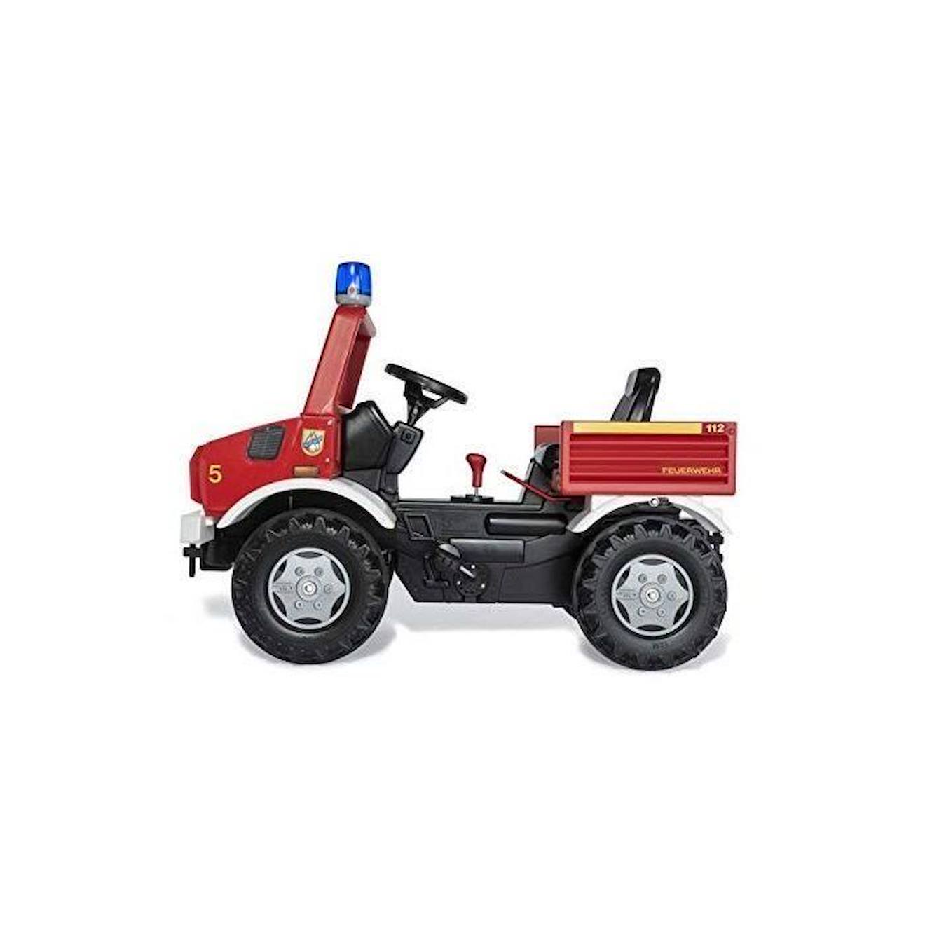 Véhicule À Pédales Unimog Pompiers - Rolly Toys - Pneus Murmure - Rollyflashlight Inclus Rouge