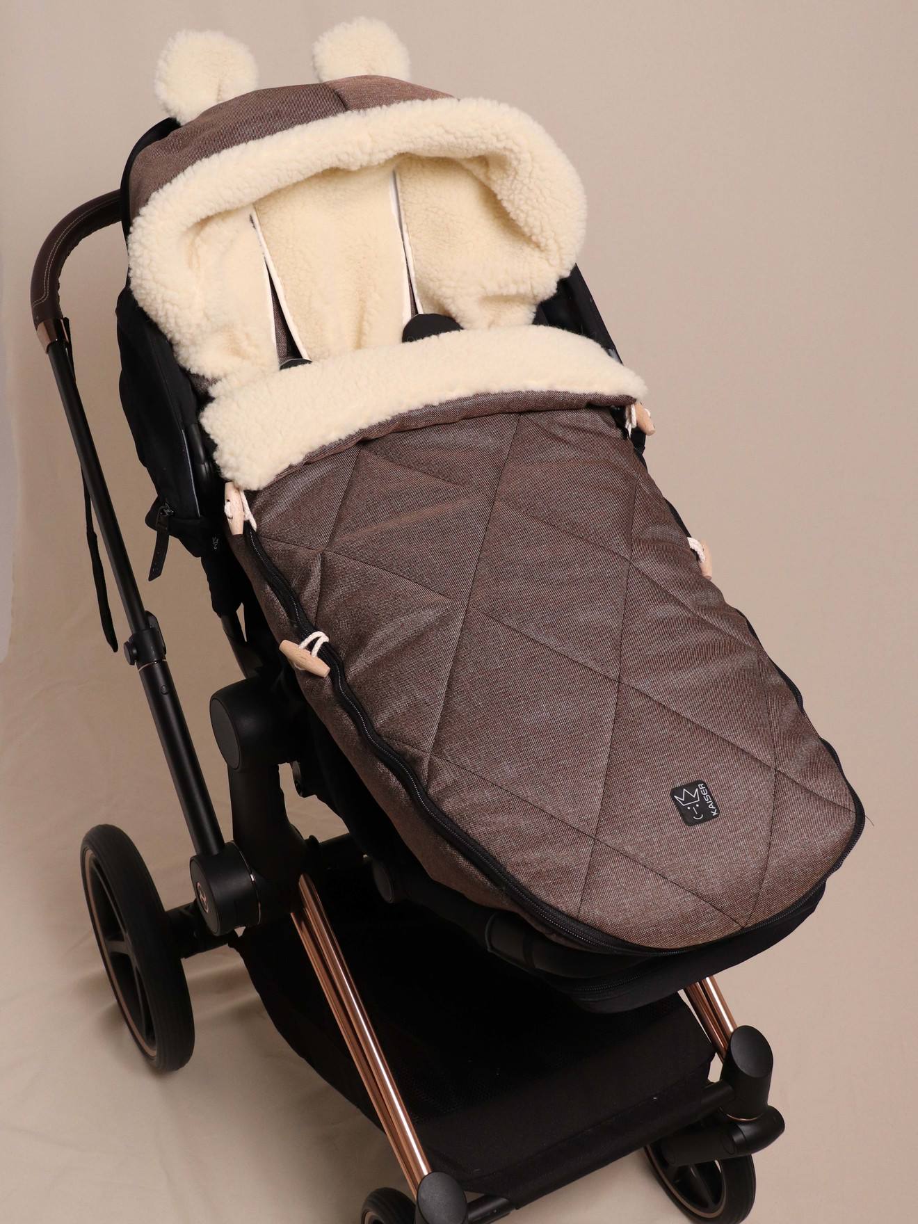 Chancelière poussette XL EARS WOOL marron