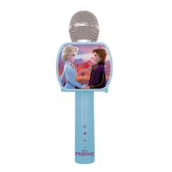 Microphone Reine Des Neiges Sur Pied Ajustable Lumineux Avec Enceinte, 2  Micros Et Effets Vocaux