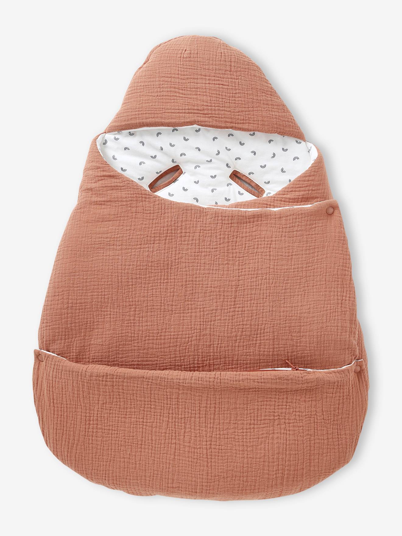 Nid d'ange transformable en gaze de coton terracotta