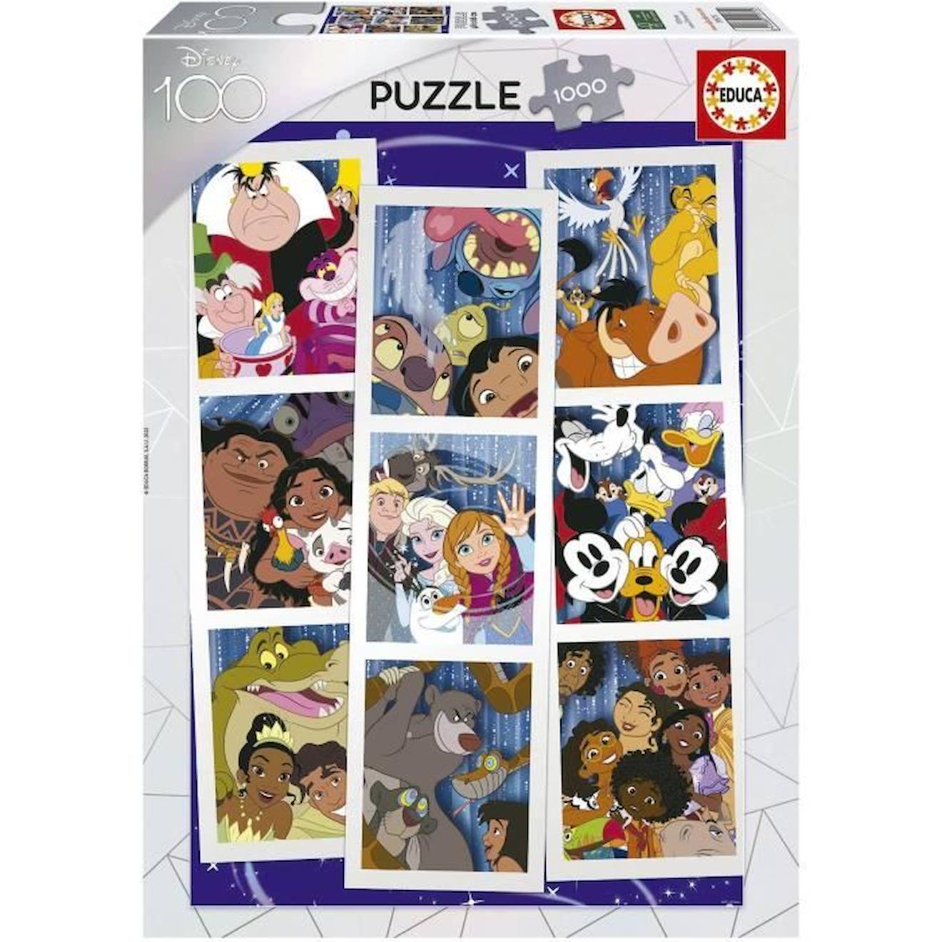 Puzzle 1000 Pièces Collage Disney 100 - Marque Educa - Dimensions 68 X 48 Cm Blanc
