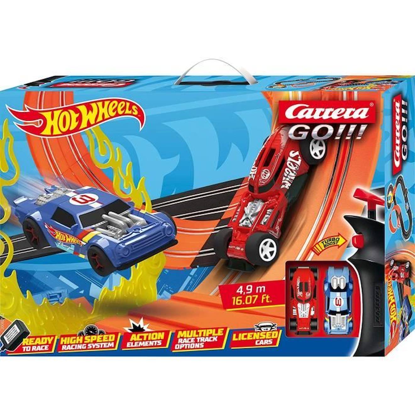 Circuit électrique Hot Wheels 4,9m - Carrera GO!!! - 2 voitures - Looping  et tremplin orange - Carrera Toys