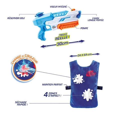 Pistolet à eau Super Blaster Game - Compact Kit avec dossard - Canal Toys - A partir de 4 ans BLEU 3 - vertbaudet enfant 